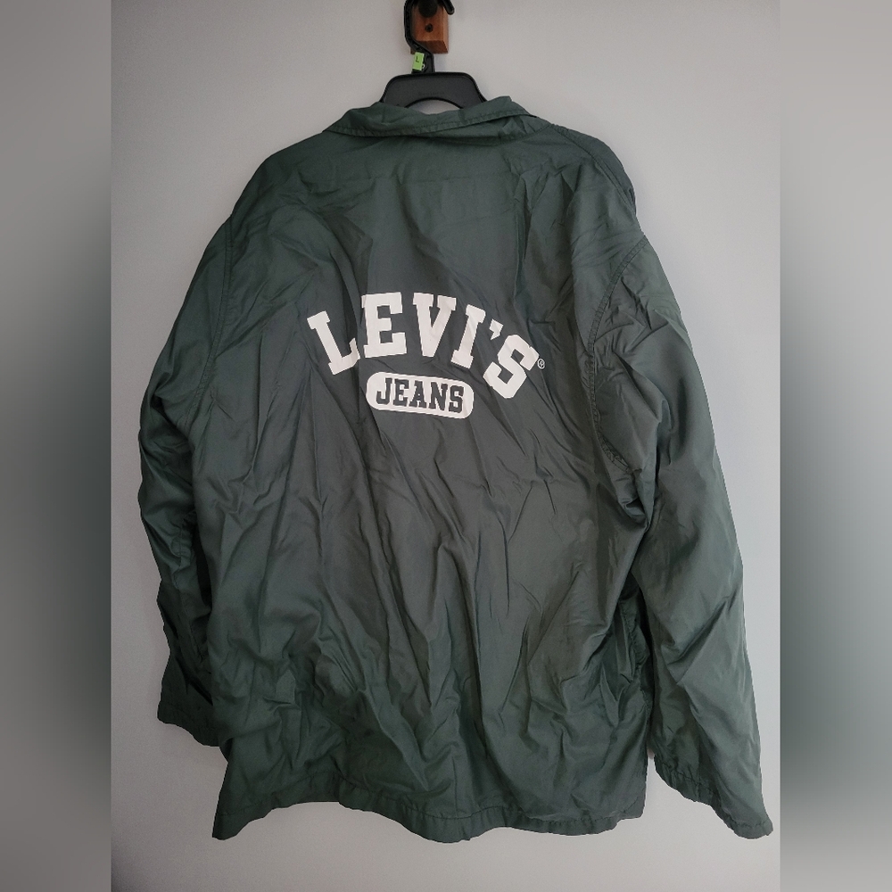 Vintage Levi's Jean Windbreaker Jacket Mens Size M Green Snap Button